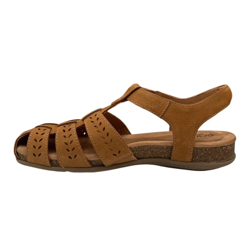 Earth Birdy Women's Leather Fisherman Sandals Size 7.5‎ Brown-Tan Arch Support